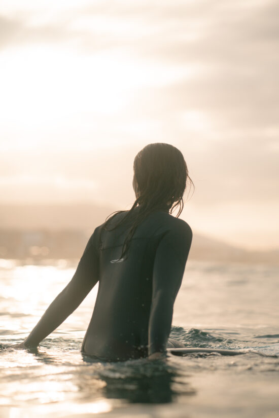Sunrise surf session at anza beach, agadir