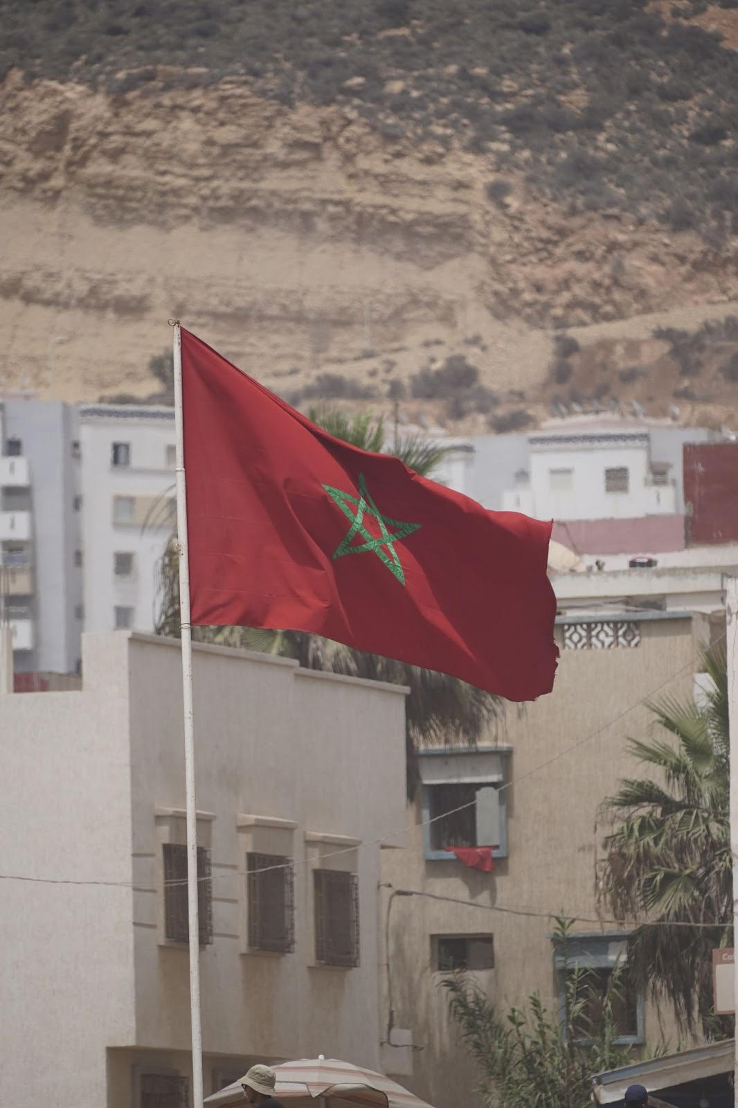 Moroccan flag in Agadir Anza
